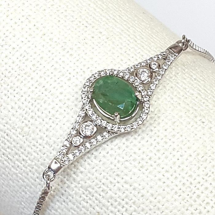 Bluekey A-grade Green Emerald Gem bracelet 241004-05 (21016321A)