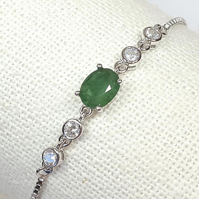 Bluekey A-grade green emerald bracelet 241004-12 (21016322A)