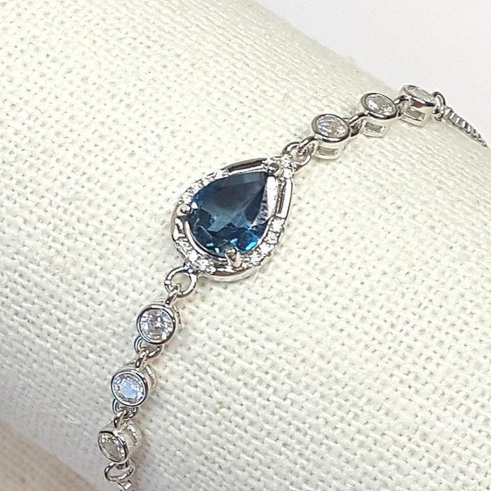 Bluekey A-grade London blue topaz rough bracelet 241004-07 (21016324A)