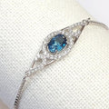 Bluekey A-grade London Blue Topaz raw stone bracelet 241004-02 (21016327A)