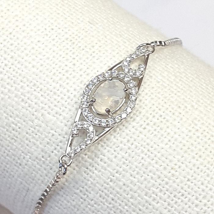 BlueKey A-grade RainbowMoonstone raw bracelet 241004-04 (21016332A)