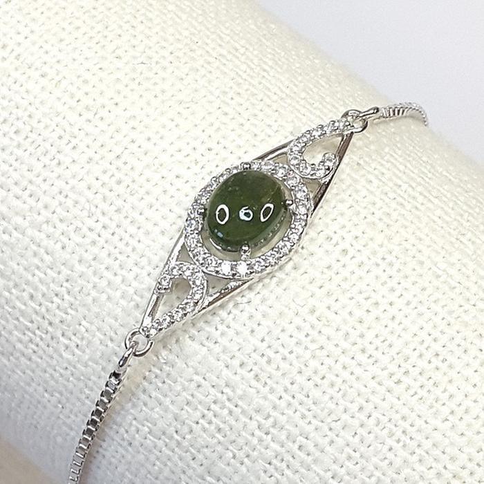 Bluekey A-grade Green Tourmaline Raw Gem Bracelet 241004-03 (21016335A)