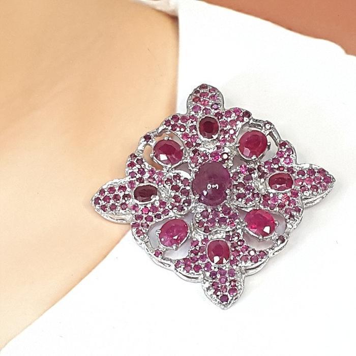 Bluekey A-grade work Redruby rough brooch 241005-23 (21283132A)