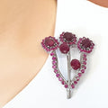 Bluekey A-grade flower bouquet red rubies brooch 241005-20 (21283136A)