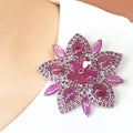 Bluekey A-grade Red Ruby Diamond Brooch 241005-18 (21283138A)