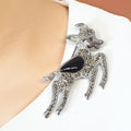 Bluekey Silver925 Onyx Gem Deer Brooch 241005-15 (21283572A)