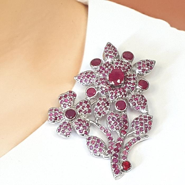 Bluekey A-grade Redruby Gem Brooch 241005-06 (21283588A)