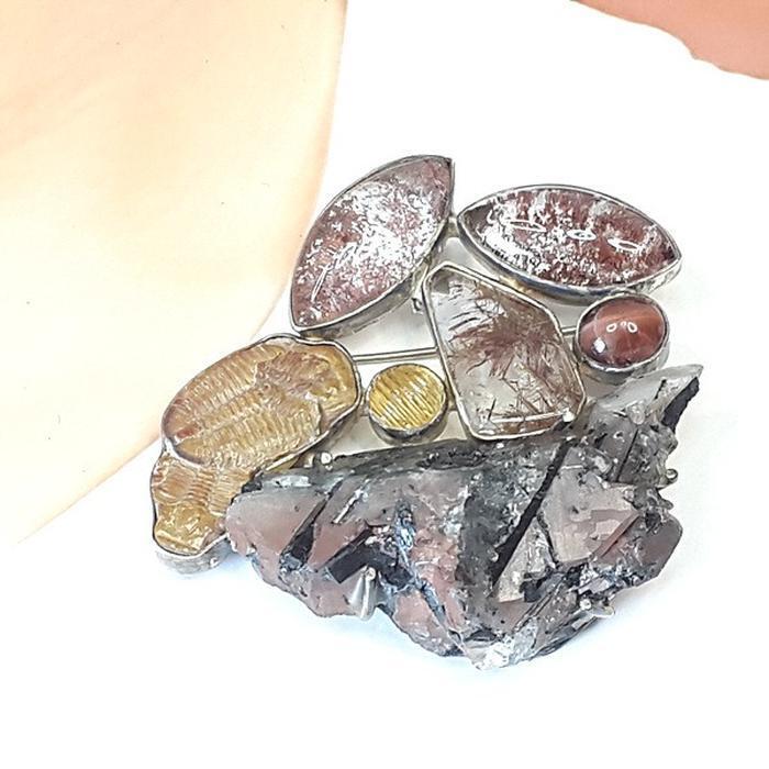 Bluekey A-grade sunstone brooch 241005-03 (21283618A)