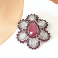 Bluekey A-grade ruby catseye gem brooch 241005-04 (21283622A)
