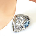A-grade blue topaz rough brooch 241005-02 (21283667A)
