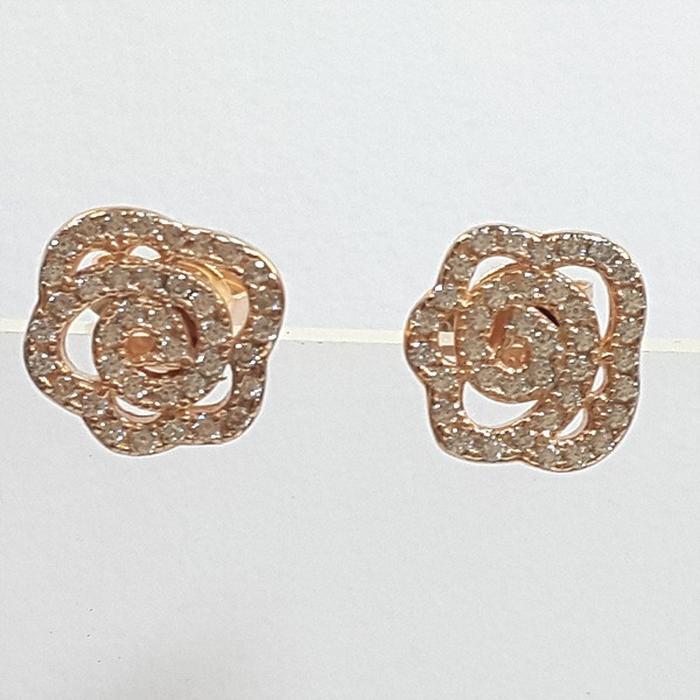 Bluekey Silver Carnation Cubic Zirconia Earrings 241011-12 (23460915A)