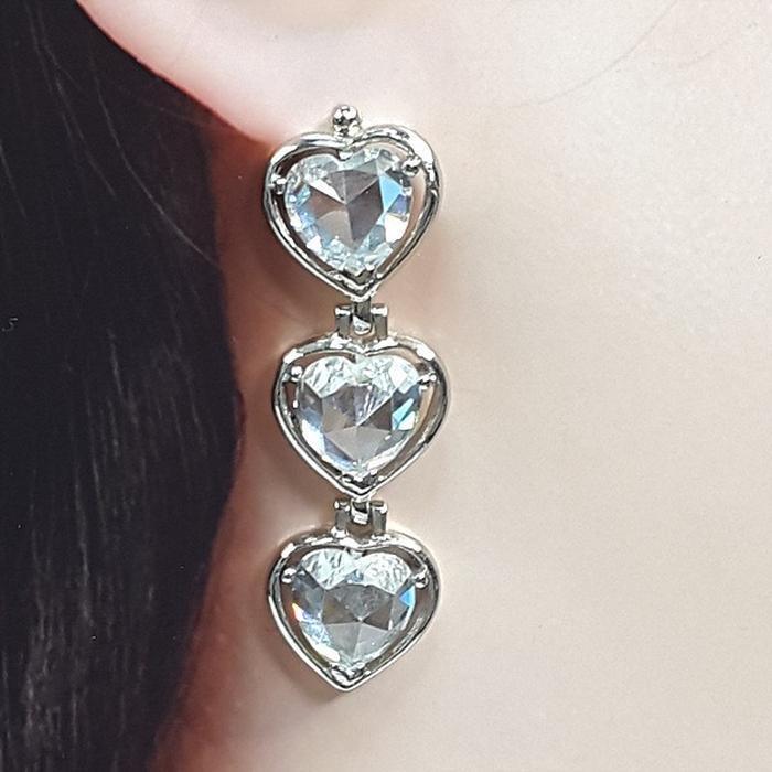 Bluekey Silverheart Cubic Zirconia Diamond Cut Earrings 241011-06 (23460916A)