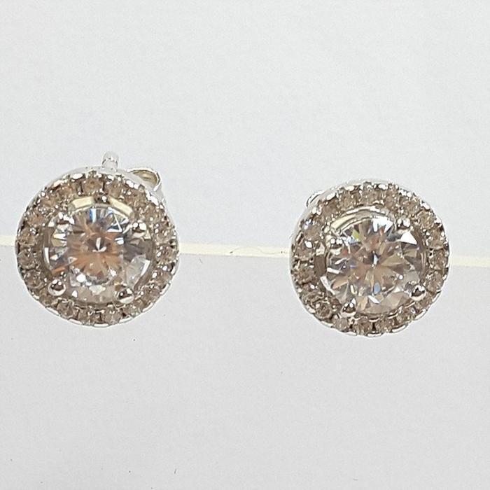 Bluekey Silver925 Cubic Zirconia Diamond Cut Earrings 241010-24 (23460920A)