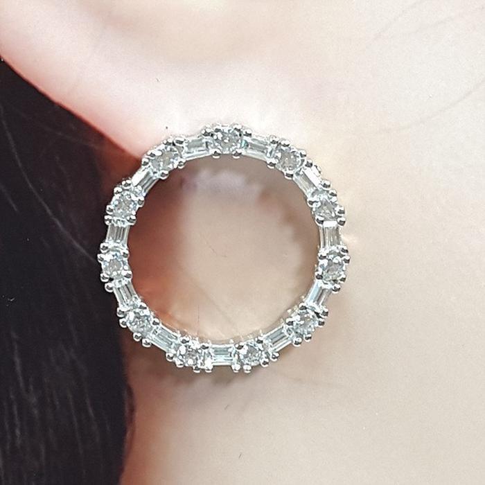 Bluekey Silver925 Cubic Zirconia Diamond Cut Earrings 241010-16 (23460926A)