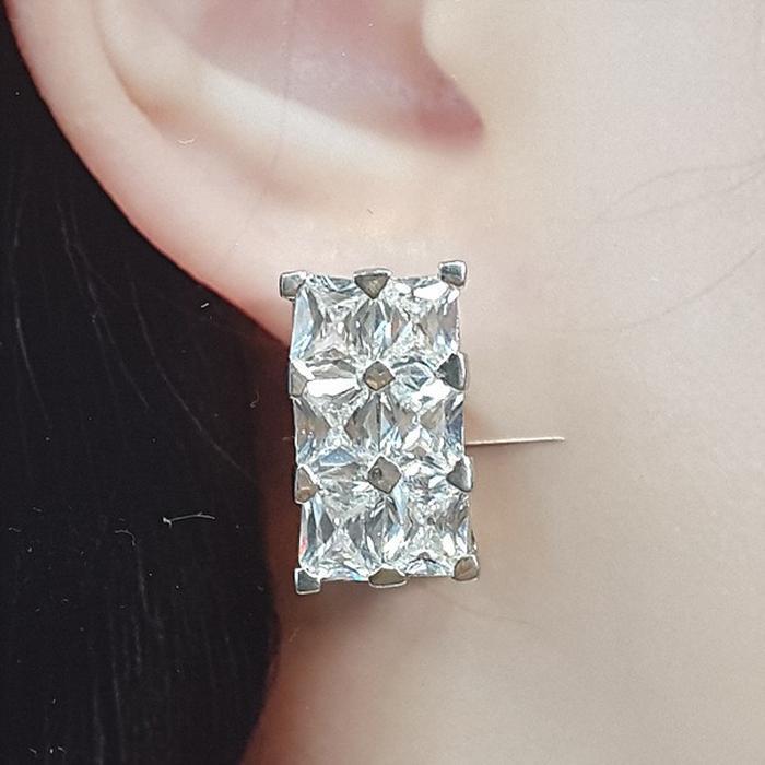 Bluekey Silver925 Cubic Zirconia Diamond Cut Earrings 241010-13 (23460927A)