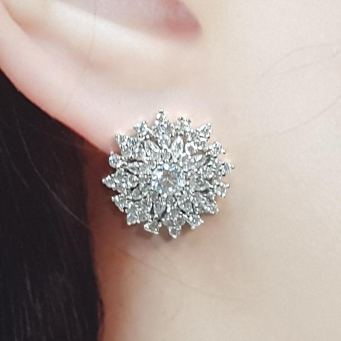 Bluekey Silver925 Cubic Zirconia Diamond Cut Earrings 241010-12 (23460931A)