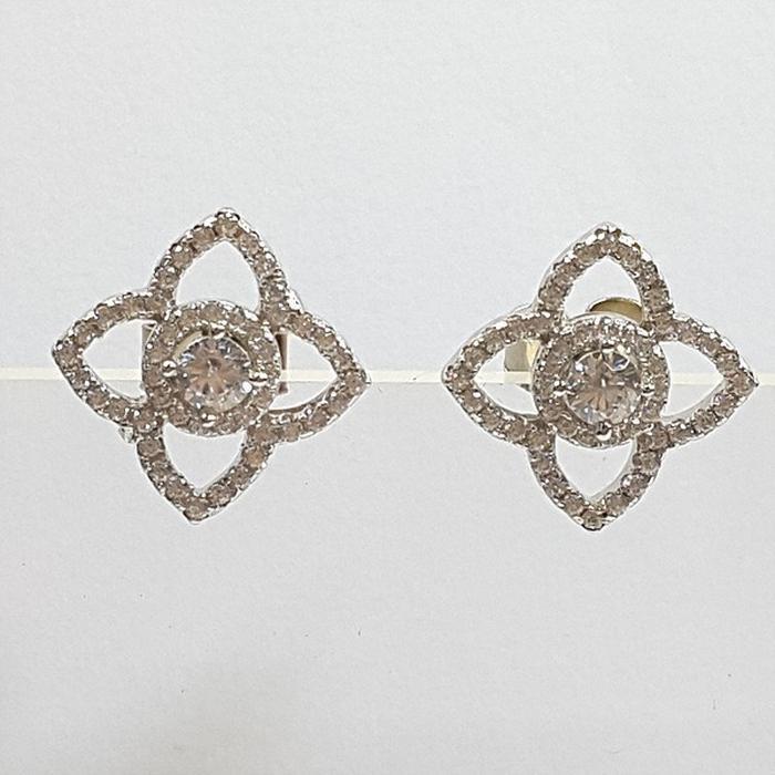 Bluekey Silver925 Cubic Zirconia Diamond Cut Earrings 241010-23 (23460939A)