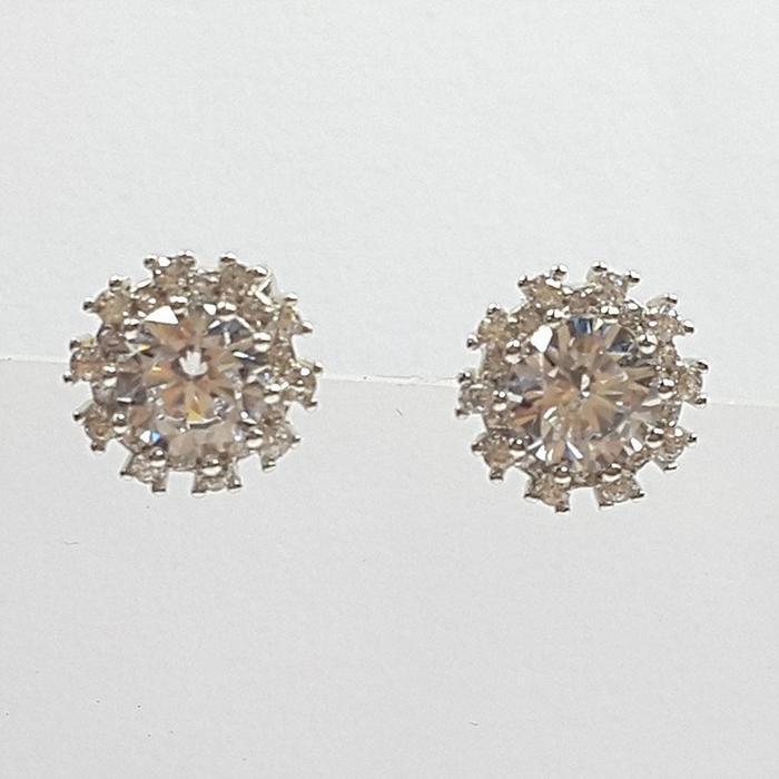 Bluekey Silver925 Cubic Zirconia Diamond Cut Earrings 241010-20 (23460941A)