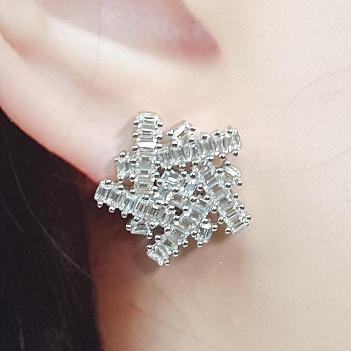 Bluekey Silver925 Cubic Zirconia Diamond Cut Earrings 241010-17 (23460942A)
