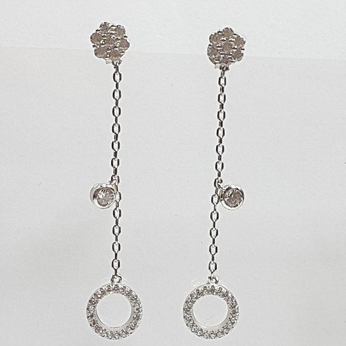 Bluekey Silver925 Cubic Zirconia Diamond Cut Earrings 241010-10 (23460943A)