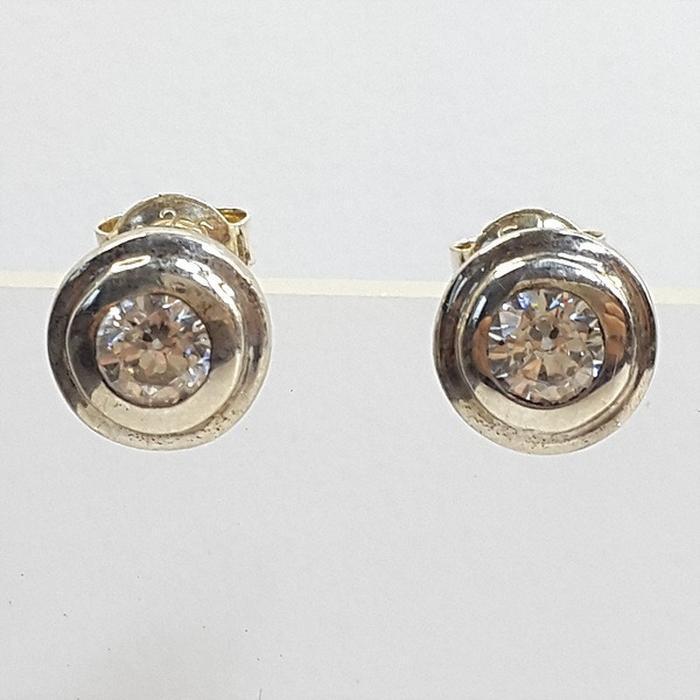 Bluekey Silver925 Cubic Zirconia Diamond Cut Earrings 241010-06 (23460944A)