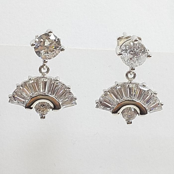 Bluekey Silver925 Cubic Zirconia Diamond Cut Earrings 241010-02 (23460948A)
