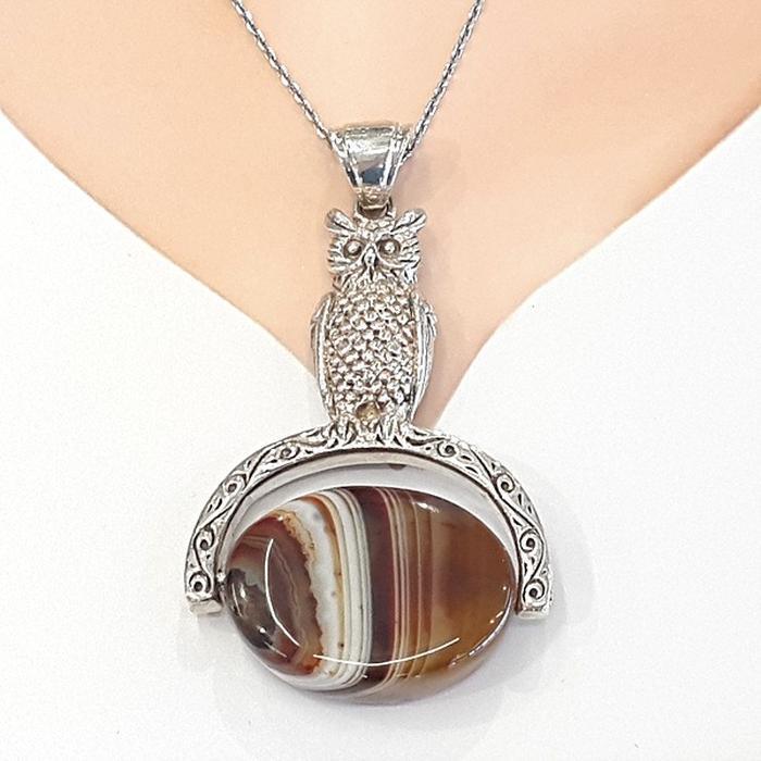 Bluekey A Owl Agate Raw Necklace 250206-24 (30201839A)