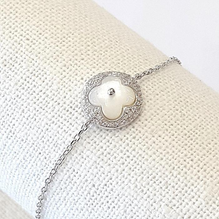 Bluekey A-grade Silver925 Whiteabalone Gem Bracelet 250209-22 (30460478A)