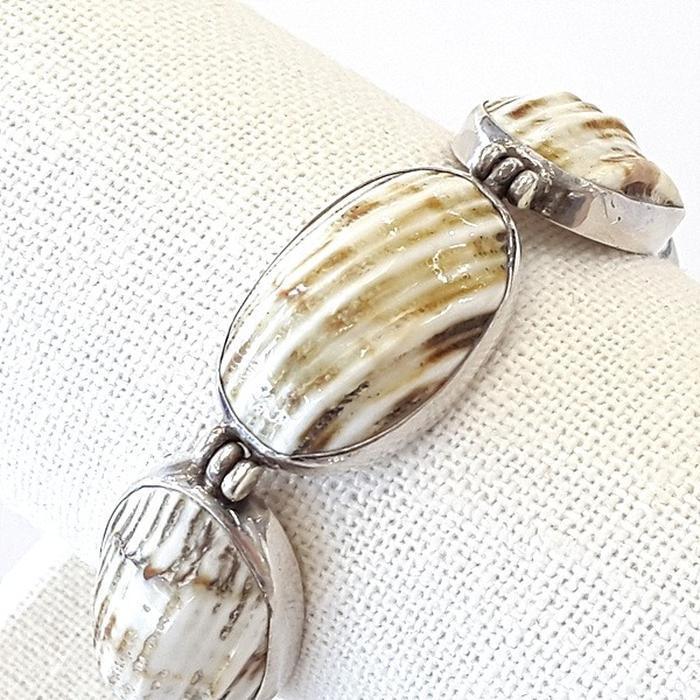 Bluekey A-grade Silver925 Antique Shell Raw Bracelet 250209-24 (30460539A)