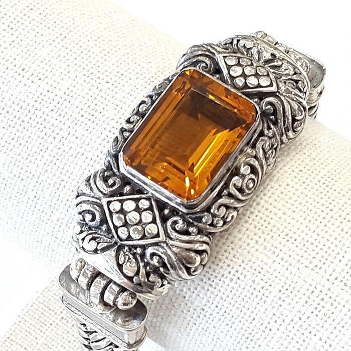 Bluekey AAA Silver Huang Shuijing Synthetic Gem Bracelet 250209-20 (30460542A)