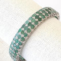 Bluekey A-grade antique green emerald raw stone bracelet 250209-15 (30460813A)