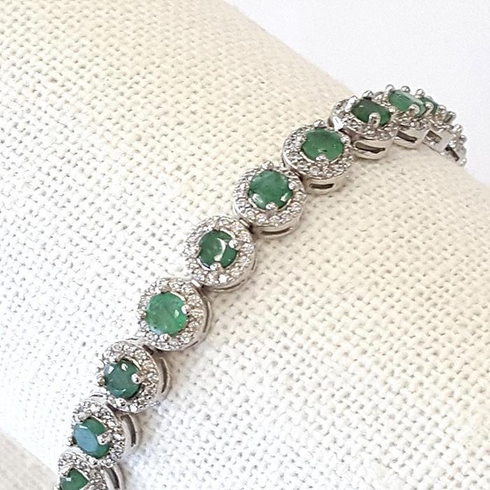 Bluekey A-grade Antique Green Emerald Raw Gem Bracelet 250209-09 (30460862A)