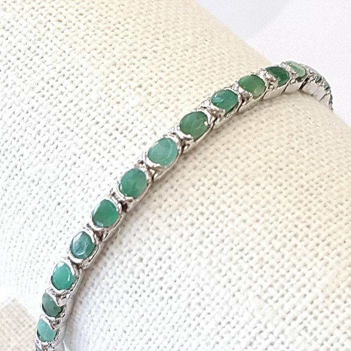 Bluekey A-grade Antique Green Emerald Raw Stone Bracelet 250209-10 (30460877A)