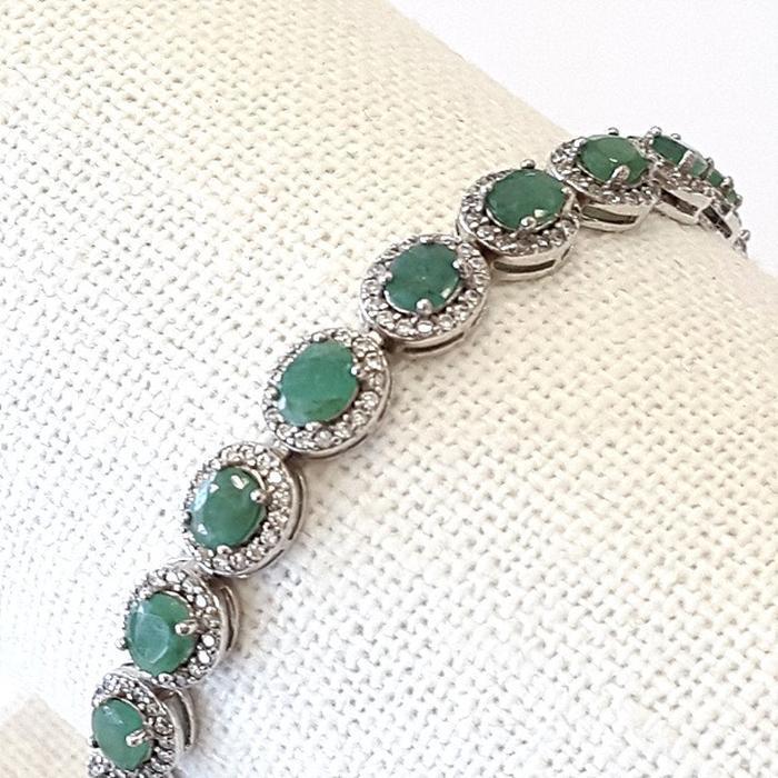 Bluekey A-grade Antique Green Emerald Raw Gem Bracelet 250209-06 (30460878A)