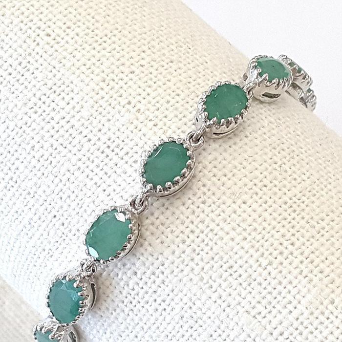 Bluekey A-grade Antique Green Emerald Raw Gem Bracelet 250209-03 (30460887A)