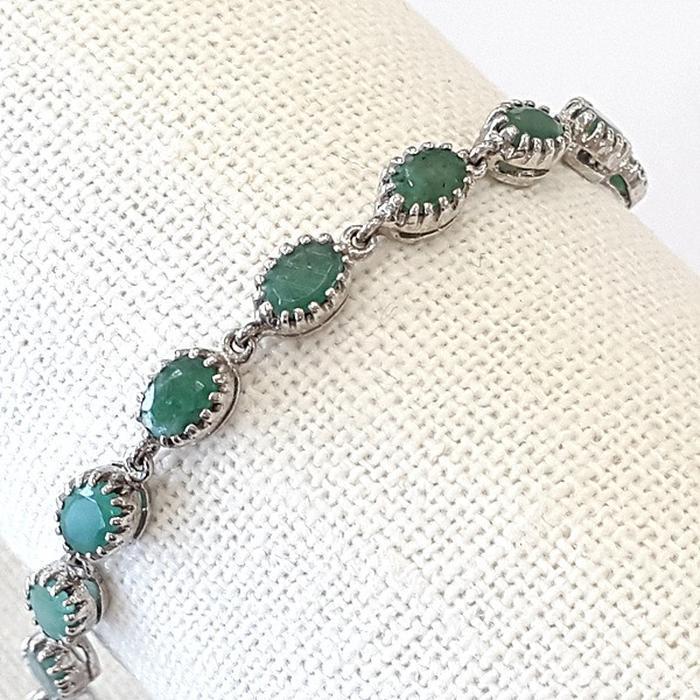 Bluekey A-grade antique green emerald bracelet 250209-04 (30461160A)