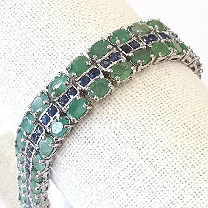 Bluekey A-grade antique green emerald bracelet 250209-14 (30462049A)