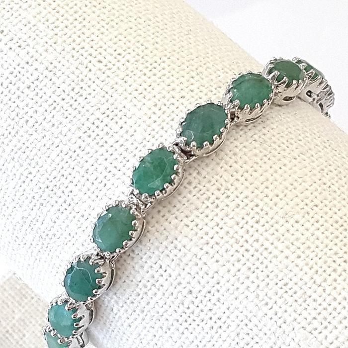 Bluekey A-grade Antique Green Emerald Gem bracelet 250209-11 (30462050A)
