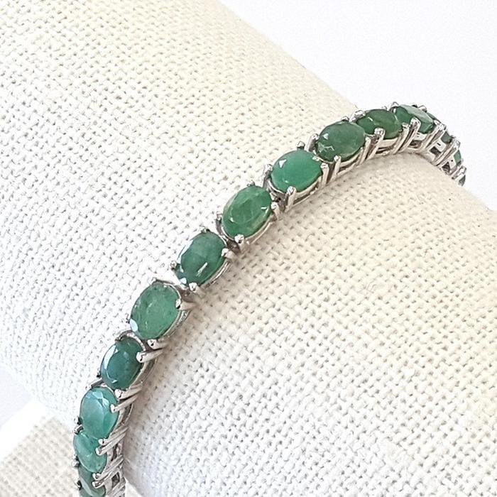 Bluekey A-grade Antique Green Emerald Gem Bracelet 250209-02 (30462054A)