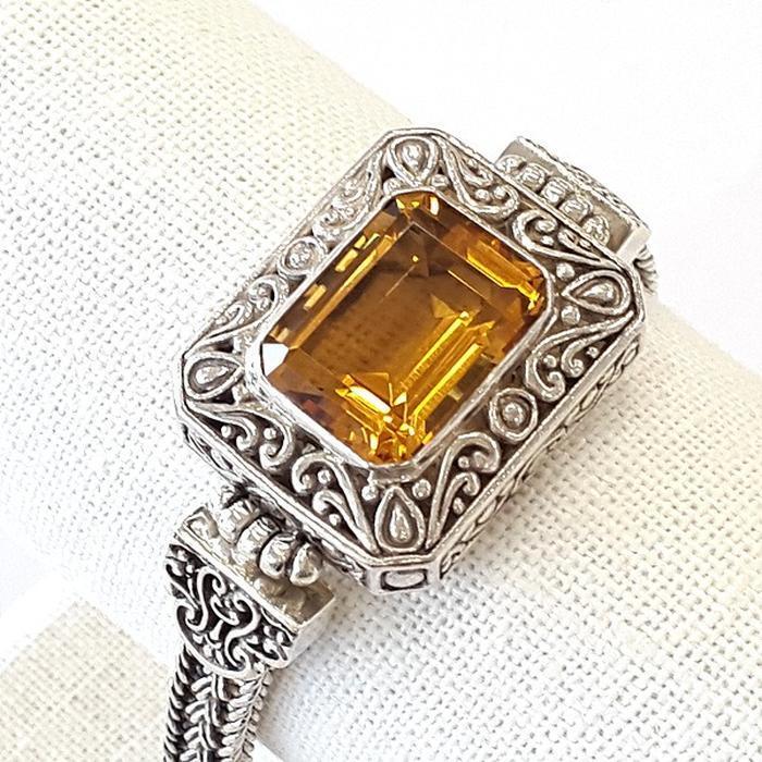 Bluekey AAA Silver Huang Shuijing Synthetic Gem Bracelet 250209-19 (30462241A)