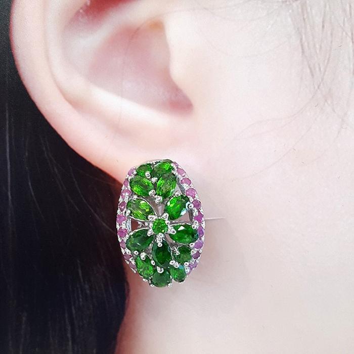 BlueKey AA-grade Green Tourmaline Ruby pendant 250210-21 (30629690A)