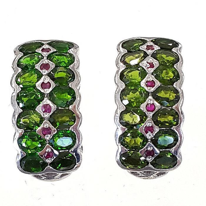 Bluekey AA-grade clip green tourmaline rough earring 250210-20 (30629691A)