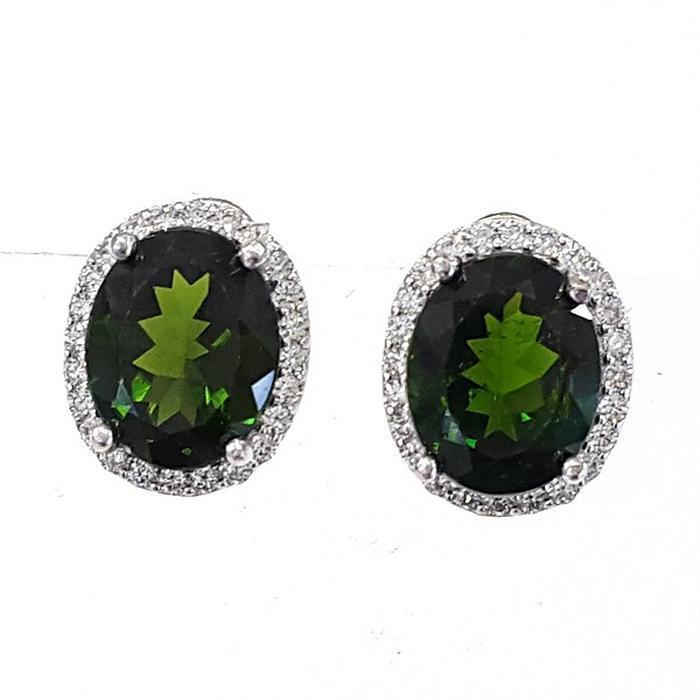 Bluekey B-grade green tourmaline rough earrings 250210-13 (30629695A)