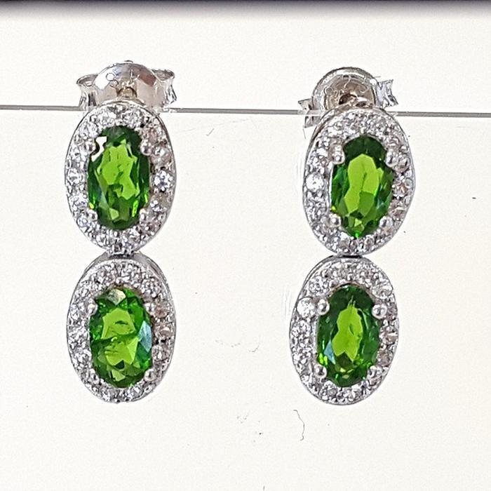 Bluekey A-grade2 along green tourmaline rough earring 250210-10 (30629699A)