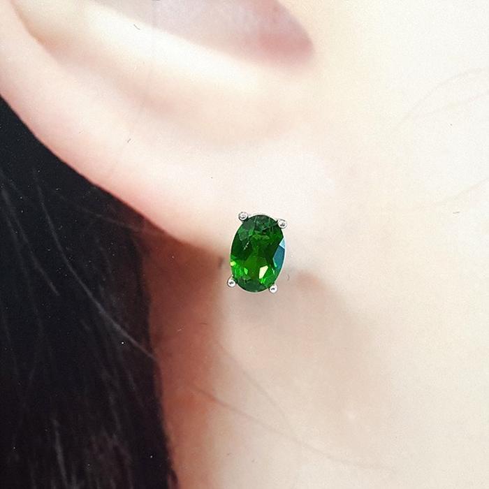 Bluekey A-grade Simple Green Tourmaline Rough Earring 250210-07 (30629703A)