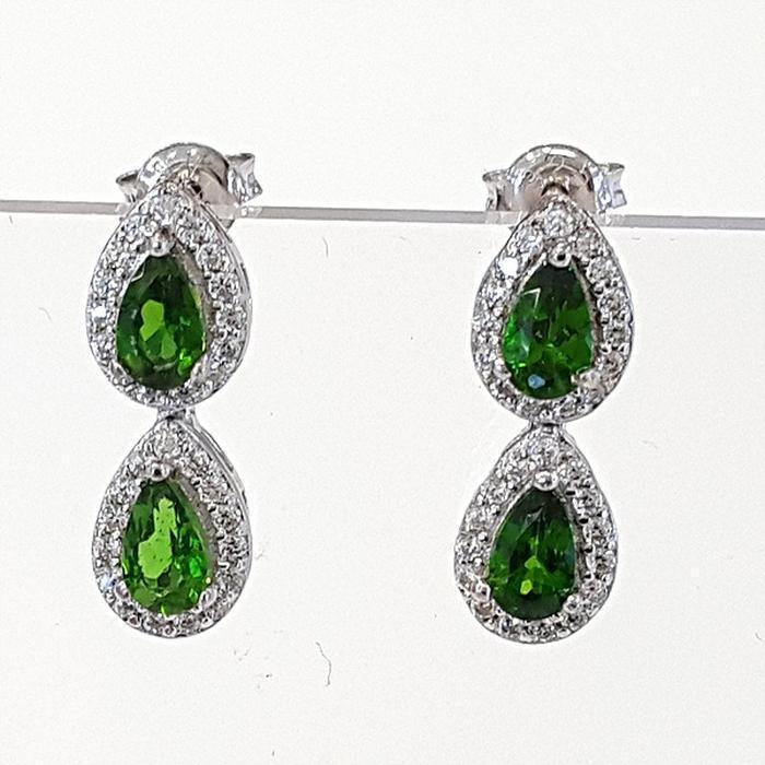 Bluekey A-grade2 along green tourmaline rough pendant 250210-09 (30629705A)