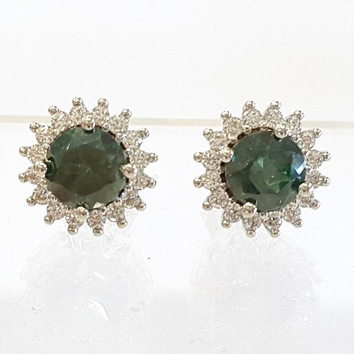 Bluekey AA-grade Green Tourmaline Raw Earrings 250210-02 (30629711A)