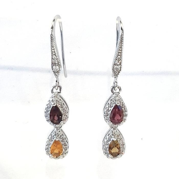 Bluekey AA Grade Cocktail Tormaline Raw Gem Earring 250211-23 (30851990A)