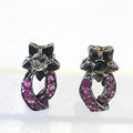 Bluekey A-ruby tourmaline rough stone earrings 250211-22 (30851992A)