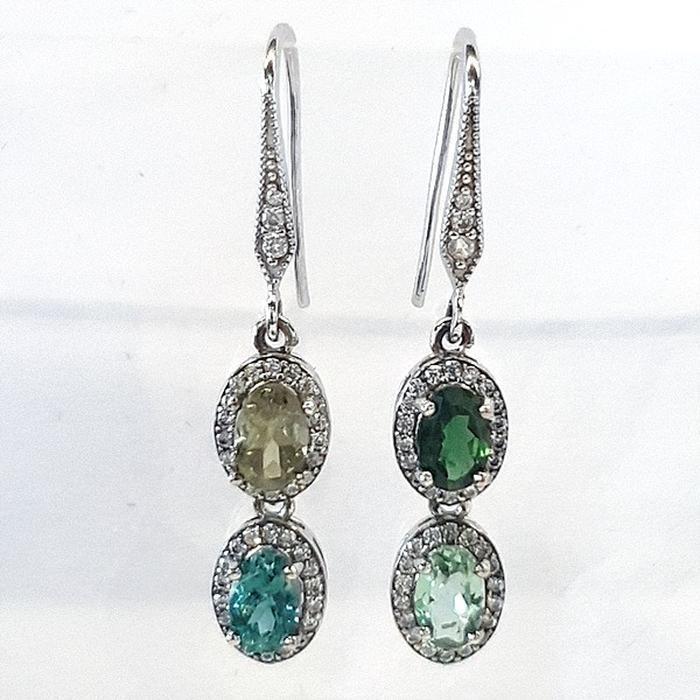 Bluekey AA-grade cocktail toramarin raw gem earrings 250211-21 (30851993A)